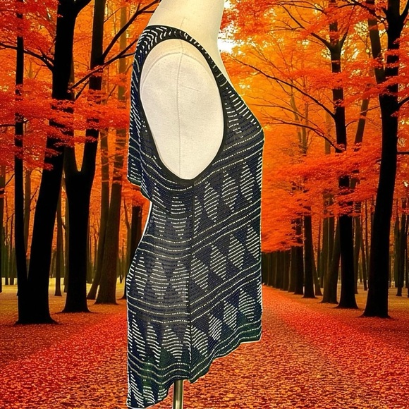 Parker Rare ‘Lola’ Diamond Design Beaded Split-Back High-Low Tank Top Size Small - Picture 13 of 16